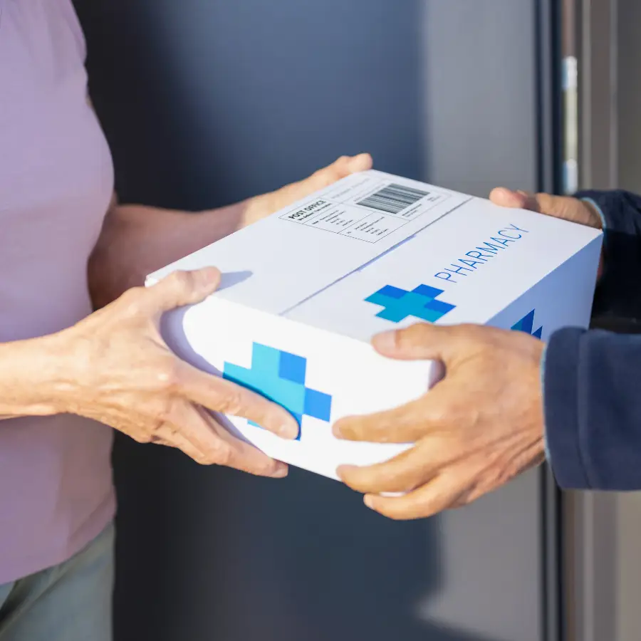Prescription package from a licensed 503A compounding pharmacy being safely delivered to a patient.